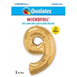 Number 34" 9 Metallic Gold (PK)