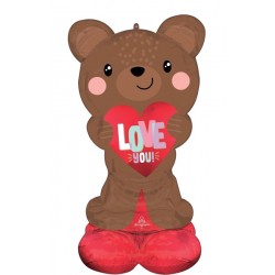 Airloonz 27"X49" Stn Brown Love Bear (Pk)
