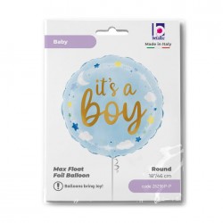 Rnd 18" It's A Boy Stars&Clouds (PK)