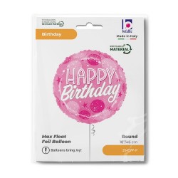 Rnd 18" Birthday Pink Sparkle Dots (PK)