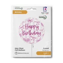 Rnd 18" Pretty Pink Bow Birthday (PK)