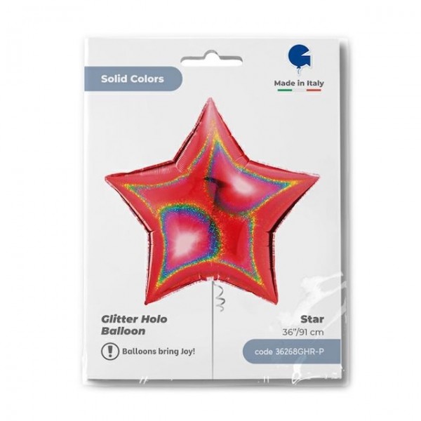 Star 36" Glitter Holographic Red (PK)