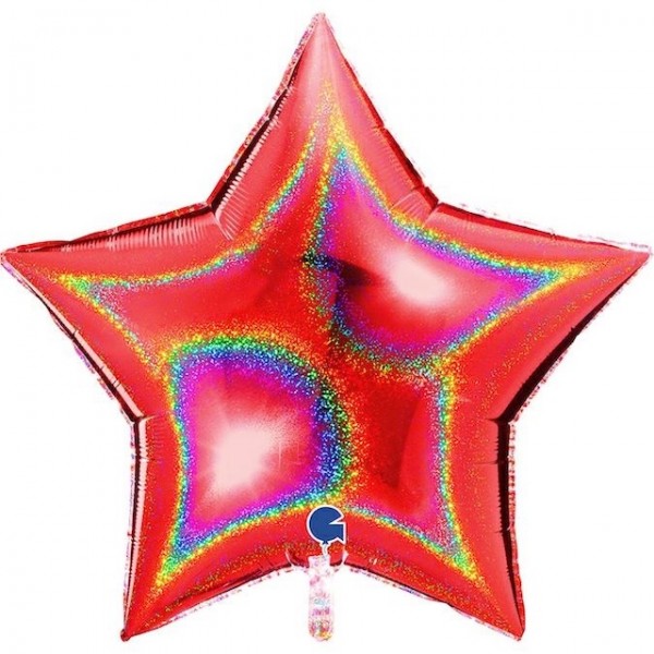 Star 36" Glitter Holographic Red (PK)